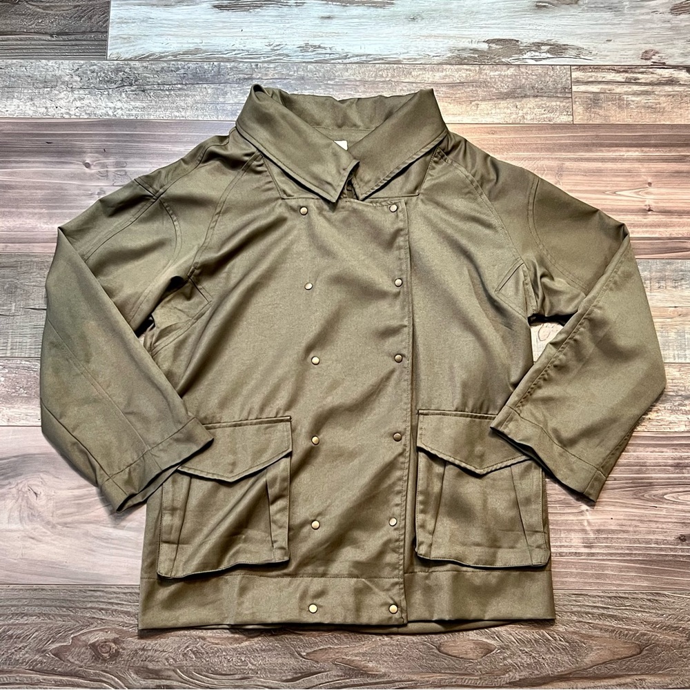 Gilli Womens Jacket Size S/M Army Green Military Infantry Draped Button Up